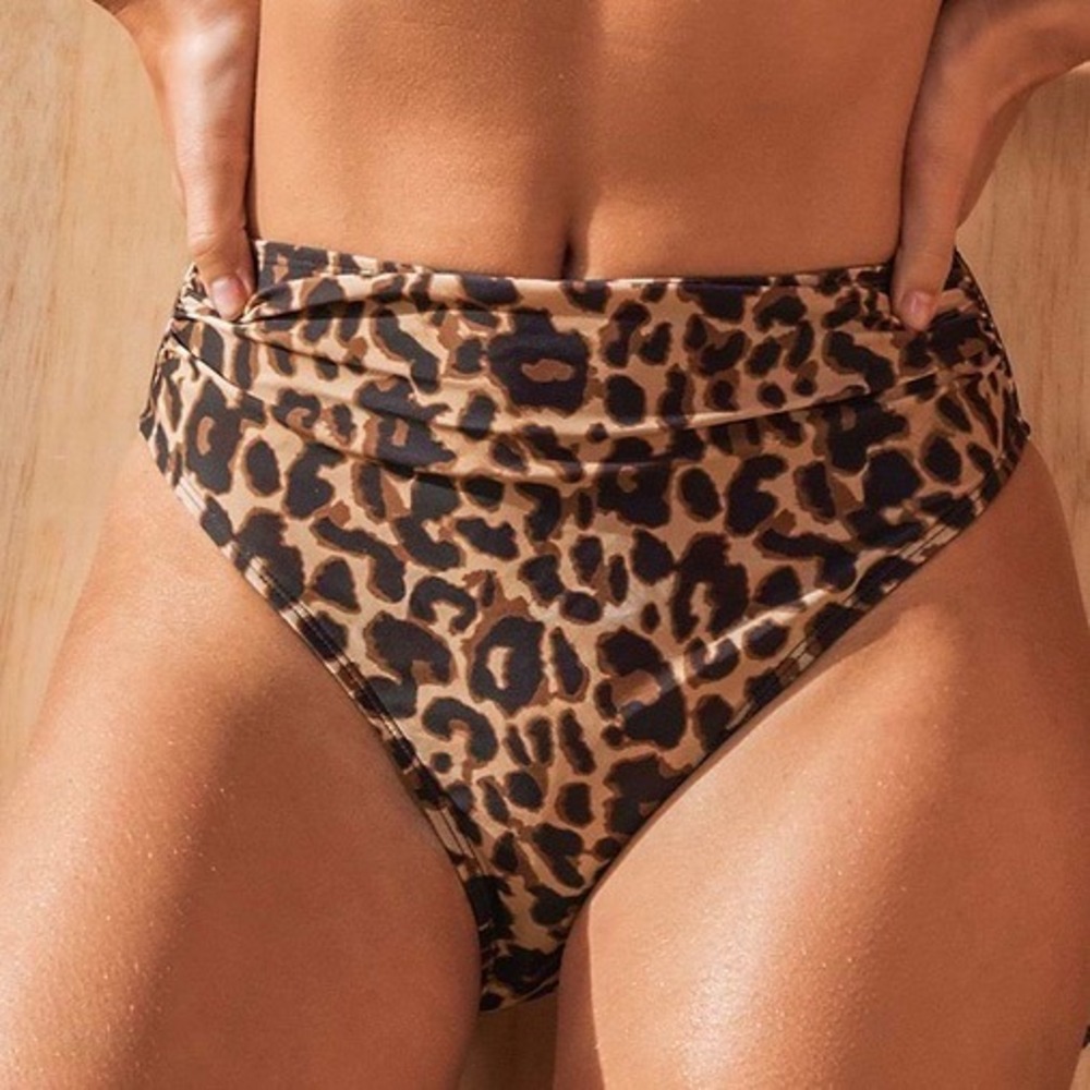 Cupshe Cat Cove Animal Print Bikini Bottom Large Brown Leopard Print New W Tags